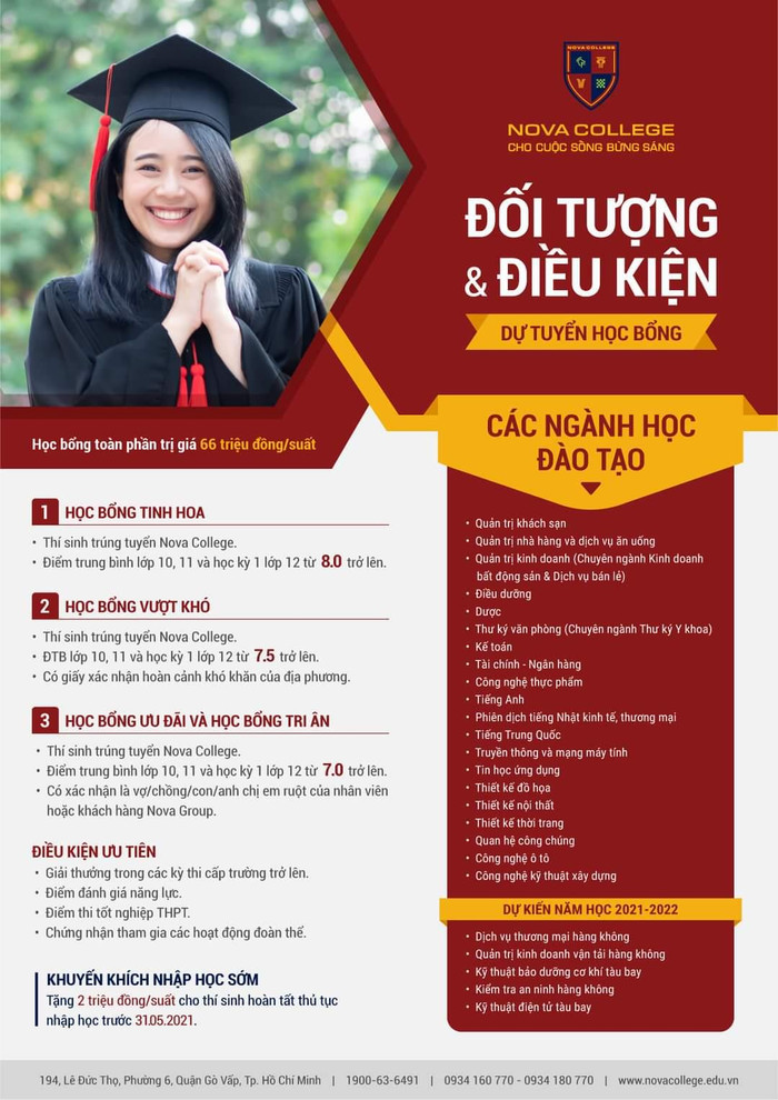 Chi tiết học bổng dành cho tân sinh viên Nova College năm học 2021-2022 Chi tiết học bổng dành cho tân sinh viên Nova College năm học 2021-2022