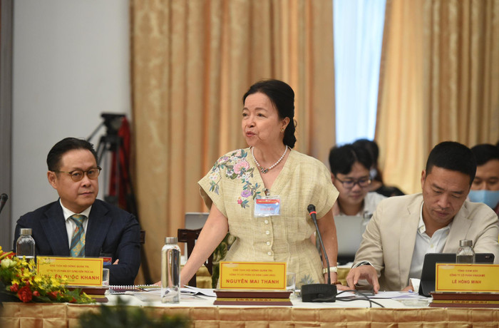 Bà Nguyễn Mai Thanh, Chủ tịch Hội đồng quản trị Công ty cơ điện REE: Cần nhiều hơn chỉ số hạnh phúc bên cạnh chỉ số kinh tế. Ảnh: VGP/Quang Hiếu Bà Nguyễn Mai Thanh, Chủ tịch Hội đồng quản trị Công ty cơ điện REE: Cần nhiều hơn chỉ số hạnh phúc bên cạnh chỉ số kinh tế. Ảnh: VGP/Quang Hiếu