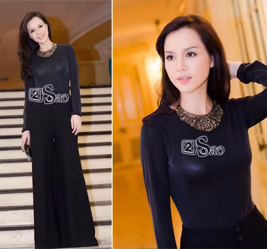 Với Ngọc Oanh thì kể cả khi cô mặc bộ trang phục đen huyền bí kín nhưng vẫn hút ánh nhìn