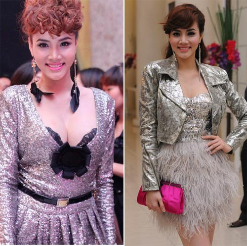 2. Trang Nhung Trang Nhung sở hữu một chiều cao lý tưởng cùng nhan sắc sắc sảo thế nhưng dường như cô vẫn chưa biết tận dụng lợi thế này của mình. Hồng là màu sắc yêu thích của chân dài này và cũng chính là gam màu làm xấu đi hình ảnh của cô. Trang Nhung thường quá lạm dụng màu hồng trên bộ trang phục từ váy áo, đến giày dép, túi xách khiến hình ảnh của cô mất đi sự sang trọng và tinh tế.