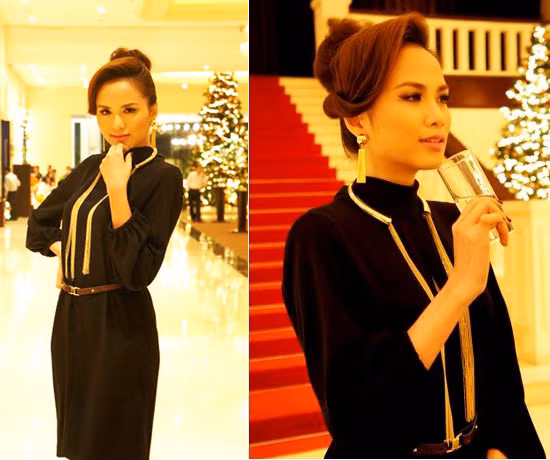 Diễm Hương biết cách làm mình nổi bật không chỉ bằng trang phục mà còn là phụ kiện bắt mắt.