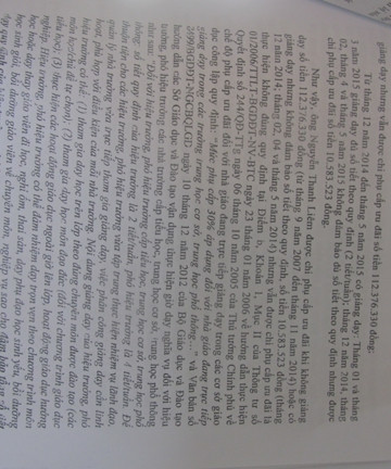 Văn bản kết luận của Thanh tra quận Bình Tân về việc ông Liêm không giảng dạy suốt 7 năm mà vẫn nhận tiền phụ cấp (ảnh: T.Q) Văn bản kết luận của Thanh tra quận Bình Tân về việc ông Liêm không giảng dạy suốt 7 năm mà vẫn nhận tiền phụ cấp (ảnh: T.Q)