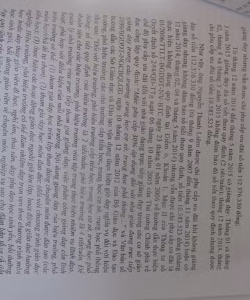 Văn bản kết luận của Thanh tra quận Bình Tân về việc ông Liêm không giảng dạy suốt 7 năm mà vẫn nhận tiền phụ cấp (ảnh: T.Q)