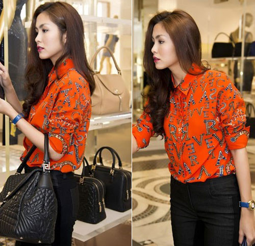 Tăng Thanh Hà trông như một cô nàng công sở xinh đẹp.