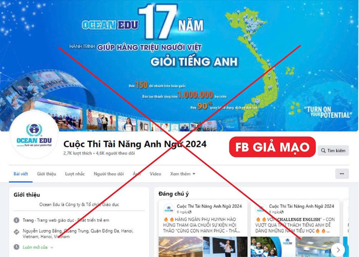 Trang mạo danh sử dụng hình ảnh thương hiệu Ocean Edu với mục đích lừa đảo. ocean edu 1.jpg