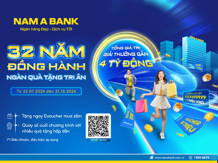 Kỷ niệm 32 năm thành lập, Nam A Bank tung ưu đãi trị giá lên đến 4 tỷ đồng. Hình 1 - CTKM 32 năm.jpg