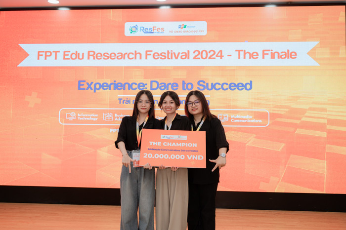 3 nữ sinh giành giải Quán quân Tiểu ban Truyền thông đa phương tiện, cuộc thi FPT Edu Research Festival 2024. Anh 1 Content 98 FPT Edu ResFes 2024 v1.0.jpg