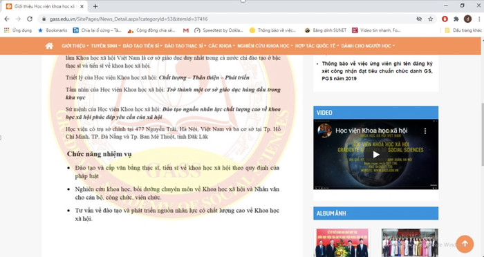 Ảnh chụp màn hình Cổng thông tin điện tử Học viện Khoa học xã hội ngày 16/8/2020 Ảnh chụp màn hình Cổng thông tin điện tử Học viện Khoa học xã hội ngày 16/8/2020