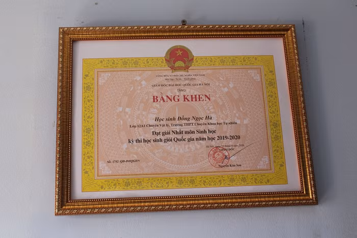 Đồng Ngọc Hà đạt giải Nhất môn Sinh học kì thi học sinh giỏi Quốc gia năm học 2019 – 2020 (Ảnh: Kim Anh)