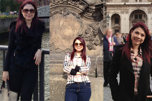 Trong chuyến đi biểu diễn ở châu Âu, nữ ca sĩ Thanh Thảo tranh thủ thăm quan và tạo dáng. Trong chuyến đi biểu diễn ở châu Âu, nữ ca sĩ Thanh Thảo tranh thủ thăm quan và tạo dáng.