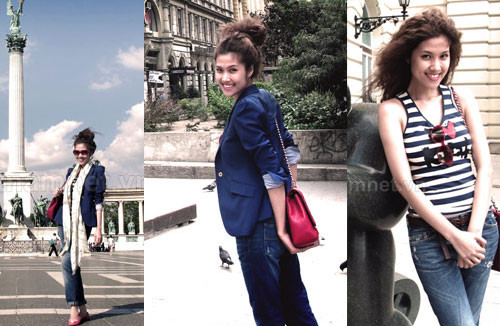 Siêu mẫu Thu Hằng nhí nhảnh tạo dáng tại Châu Âu. Siêu mẫu Thu Hằng nhí nhảnh tạo dáng tại Châu Âu.