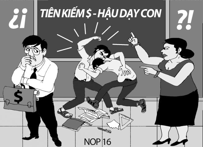 Nhiều bậc phu huynh cổ xúy việc cho con đánh lại bạn để tự vệ. (Ảnh: Tuoitre.vn) Nhiều bậc phu huynh cổ xúy việc cho con đánh lại bạn để tự vệ. (Ảnh: Tuoitre.vn)