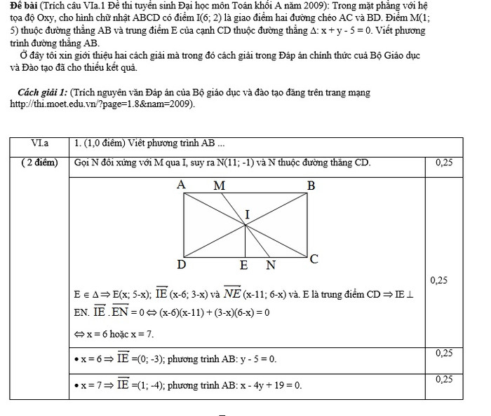 Cách giải 1 mà Bộ Giáo dục và Đào tạo đưa ra bị thiếu đáp án. Cách giải 1 mà Bộ Giáo dục và Đào tạo đưa ra bị thiếu đáp án.