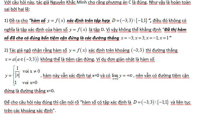 Thầy Võ Trọng Trí chỉ ra những sai sót trong câu 18 trang 21 trong cuốn sách Trắc nghiệm Toán 12. Thầy Võ Trọng Trí chỉ ra những sai sót trong câu 18 trang 21 trong cuốn sách Trắc nghiệm Toán 12.