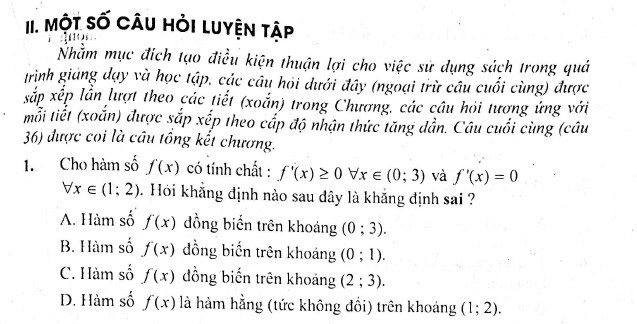 Ảnh chụp câu 1, trang 9 sách Trắc nghiệm Toán 12. Ảnh chụp câu 1, trang 9 sách Trắc nghiệm Toán 12.
