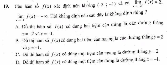 Ảnh chụp câu 19 trang 22 sách Trắc nghiệm Toán 12. Ảnh chụp câu 19 trang 22 sách Trắc nghiệm Toán 12.