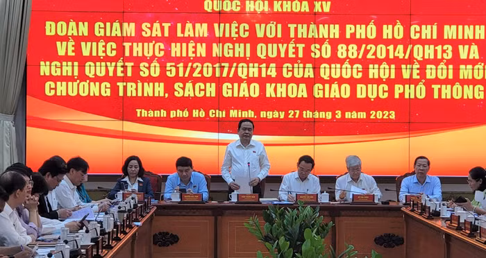 Phó Chủ tịch thường trực Quốc hội Trần Thanh Mẫn chủ trí buổi làm việc tại Thành phố Hồ Chí Minh (ảnh: P.L)