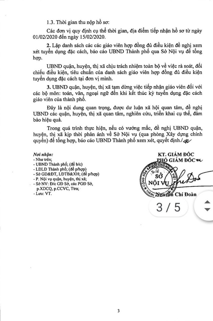Thời gian giáo viên hợp đồng lâu năm nộp hồ sơ xét đặc cách trước ngày 15/2/2020 (Ảnh:V.N) Thời gian giáo viên hợp đồng lâu năm nộp hồ sơ xét đặc cách trước ngày 15/2/2020 (Ảnh:V.N)