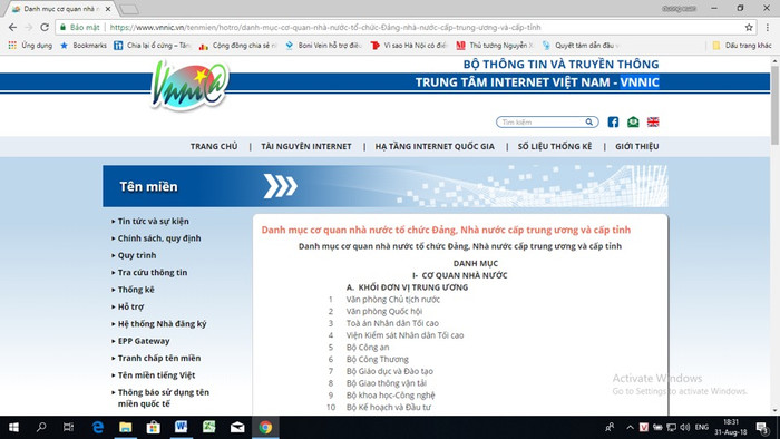 Ảnh chụp màn hình dữ liệu của “Trung tâm Internet Việt Nam”. Ảnh chụp màn hình dữ liệu của “Trung tâm Internet Việt Nam”.