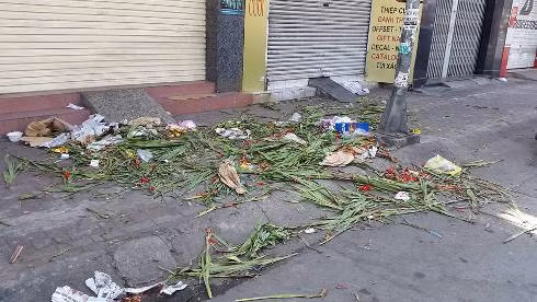 Hoa lay ơn bị thương lái ở chợ hoa Hồ Thị Kỷ vứt lại do bán ế (Ảnh: P.L)