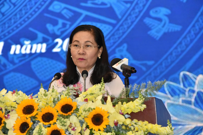Chủ tịch Hội đồng Nhân dân Thành phố Hồ Chí Minh Nguyễn thị Lệ phát biểu (ảnh: V.D) gdvn_VTT2.jpg