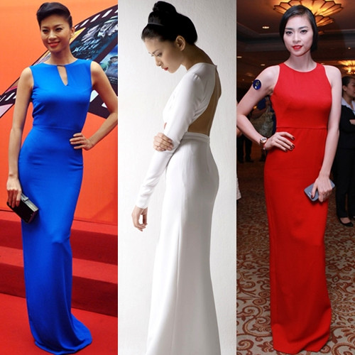 3 gam màu xanh, đỏ và trắng là những gam màu yêu thích của mỹ nhân