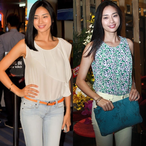 Các kiểu áo sát nách được cô nàng mix cùng jeans skinny tạo vẻ ngoài đơn giản và nhẹ nhàng