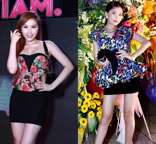 Áo peplum hoa phối chân váy đen mang lại phong cách tinh nghịch cho hai cô nàng Bảo Thy và Lan Hương. Áo peplum hoa phối chân váy đen mang lại phong cách tinh nghịch cho hai cô nàng Bảo Thy và Lan Hương.