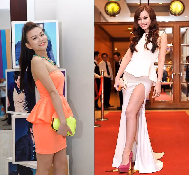 Thu Thuỷ “biến hoá” với hai phong cách khác nhau cùng váy peplum.