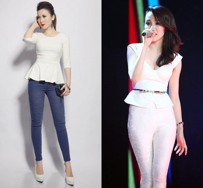 Peplum kết hợp với quần giúp cho Yến Trang và Hương Giang The Voice năng động, trẻ trung hơn. Peplum kết hợp với quần giúp cho Yến Trang và Hương Giang The Voice năng động, trẻ trung hơn.