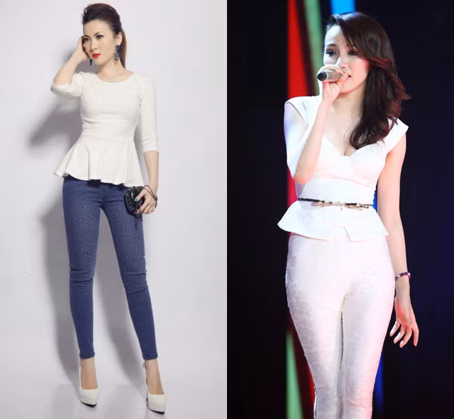 Peplum kết hợp với quần giúp cho Yến Trang và Hương Giang The Voice năng động, trẻ trung hơn.