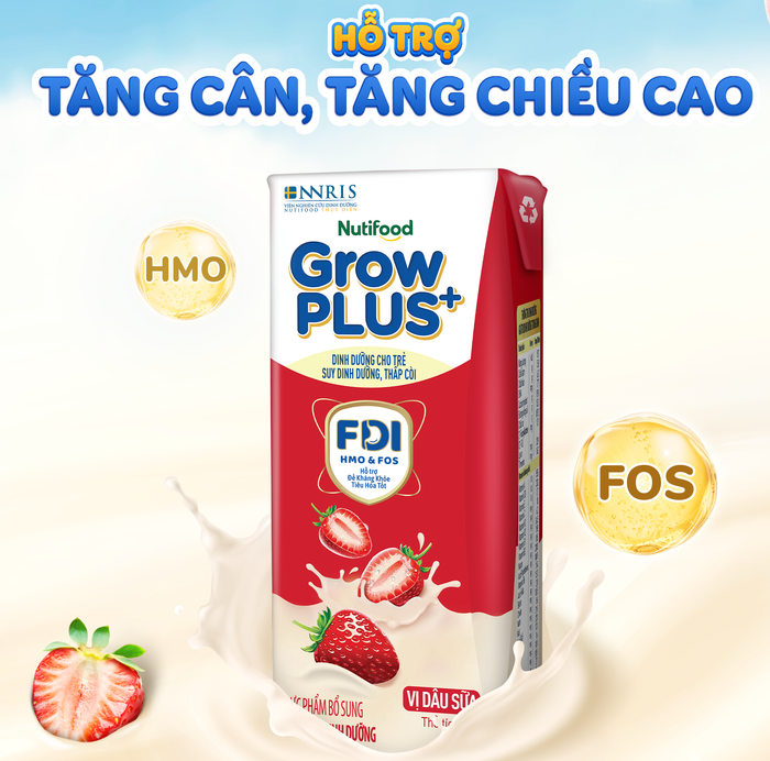 Với hương vị trái cây mới mẻ, các bé sẽ thích thú thưởng thức sản phẩm vừa thơm ngon vừa dinh dưỡng. GP+ Dau cut.png