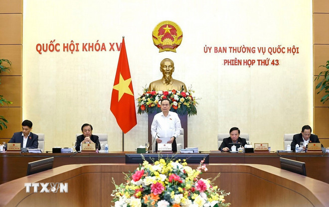 Quang cảnh Phiên họp thứ 43 của Ủy ban Thường vụ Quốc hội. (Ảnh: Doãn Tấn/TTXVN)