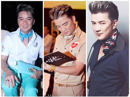 Khăn nhỏ thắt nhẹ cũng được nam ca sĩ ưu ái và sử dụng nhiều.