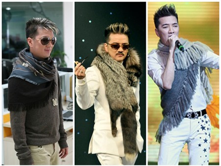 Không bó buộc ở những kiểu khăn quen thuộc, Đàm luôn tìm đến những cách quàng khăn mới lạ.