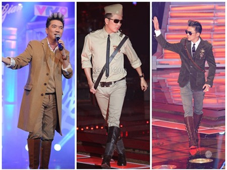 Đàm Vĩnh Hưng phối boot ăn ý cùng trang phục.