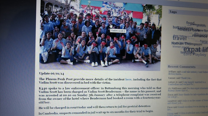 Báo chí Campuchia từng chỉ đích danh Vadim Scott Berdernam phạm tội ấu dâm, nhưng hắn vẫn đến Việt Nam làm thầy giáo ở các trung tâm ngoại ngữ, trường học (Ảnh:V.N) Báo chí Campuchia từng chỉ đích danh Vadim Scott Berdernam phạm tội ấu dâm, nhưng hắn vẫn đến Việt Nam làm thầy giáo ở các trung tâm ngoại ngữ, trường học (Ảnh:V.N)