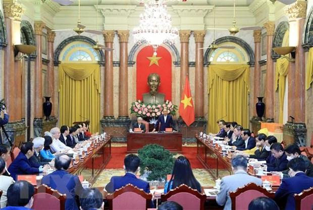 Chủ tịch nước Nguyễn Xuân Phúc phát biểu. (Ảnh: Thống Nhất/TTXVN) Chủ tịch nước Nguyễn Xuân Phúc phát biểu. (Ảnh: Thống Nhất/TTXVN)