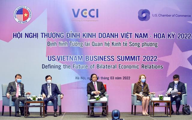 Thủ tướng cùng các đại biểu tham dự Hội nghị Thượng đỉnh Kinh doanh Việt Nam- Hoa Kỳ lần thứ 5 với chủ đề "Định hình lại quan hệ kinh tế song phương". Ảnh: VGP Thủ tướng cùng các đại biểu tham dự Hội nghị Thượng đỉnh Kinh doanh Việt Nam- Hoa Kỳ lần thứ 5 với chủ đề "Định hình lại quan hệ kinh tế song phương". Ảnh: VGP