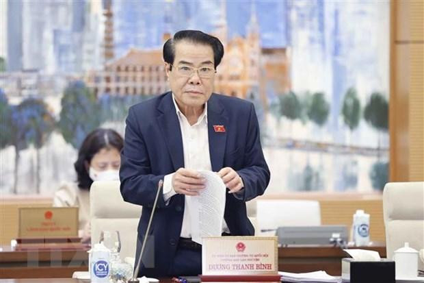 Trưởng ban Dân nguyện của Ủy ban Thường vụ Quốc hội Dương Thanh Bình trình bày báo cáo. (Ảnh: Doãn Tấn/TTXVN) Trưởng ban Dân nguyện của Ủy ban Thường vụ Quốc hội Dương Thanh Bình trình bày báo cáo. (Ảnh: Doãn Tấn/TTXVN)