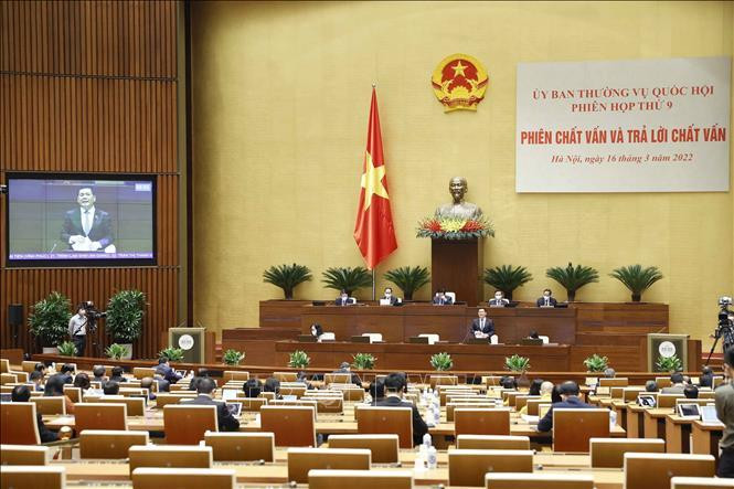 Bộ trưởng Bộ Công Thương Nguyễn Hồng Diên trả lời chất vấn đại biểu Quốc hội. Ảnh: Doãn Tấn/TTXVN