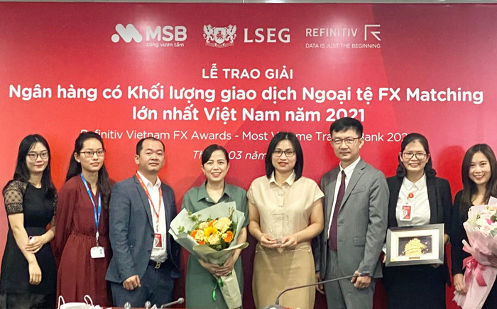 Đây là năm thứ 2 liên tiếp MSB vinh dự nhận giải thưởng là ngân hàng có khối lượng giao dịch ngoại tệ FX Matching cao nhất Đây là năm thứ 2 liên tiếp MSB vinh dự nhận giải thưởng là ngân hàng có khối lượng giao dịch ngoại tệ FX Matching cao nhất