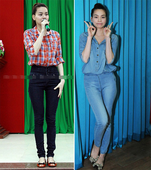 Hồ Ngọc Hà cũng là tín đồ của tregging và các loại áo sơ mi đơn giản Hồ Ngọc Hà cũng là tín đồ của tregging và các loại áo sơ mi đơn giản