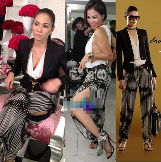 Bộ đầm hiệu Gucci gần 100 triệu trong đó chiếc áo khoác giá 2950 USD (hơn 61 triệu đồng); áo trắng xẻ cổ chữ V giá 650 USD (hơn 13,5 triệu đồng); quần xẻ ống giá 995 USD (hơn 20,6 triệu đồng). Bộ đầm hiệu Gucci gần 100 triệu trong đó chiếc áo khoác giá 2950 USD (hơn 61 triệu đồng); áo trắng xẻ cổ chữ V giá 650 USD (hơn 13,5 triệu đồng); quần xẻ ống giá 995 USD (hơn 20,6 triệu đồng).