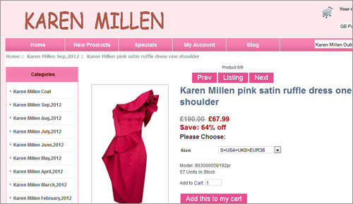 Bộ đầm này thuộc thương hiệu Karen Millen. Giá ban đầu là 190 bảng Anh nhưng sau khi giảm giá chỉ còn 67,99 bảng (hơn 2 triệu đồng). Bộ đầm này thuộc thương hiệu Karen Millen. Giá ban đầu là 190 bảng Anh nhưng sau khi giảm giá chỉ còn 67,99 bảng (hơn 2 triệu đồng).