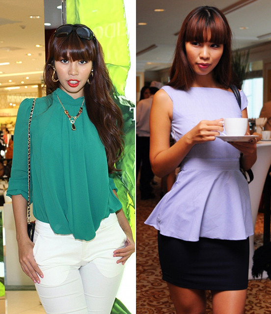 Những khi đổi gió sang style thanh lịch, công sở, Hà Anh chứng tỏ mình rất có gu mix đồ. Bộ cánh xanh - trắng bên trái được mix vòng cổ làm điểm nhấn rất tinh tế. Những khi đổi gió sang style thanh lịch, công sở, Hà Anh chứng tỏ mình rất có gu mix đồ. Bộ cánh xanh - trắng bên trái được mix vòng cổ làm điểm nhấn rất tinh tế.