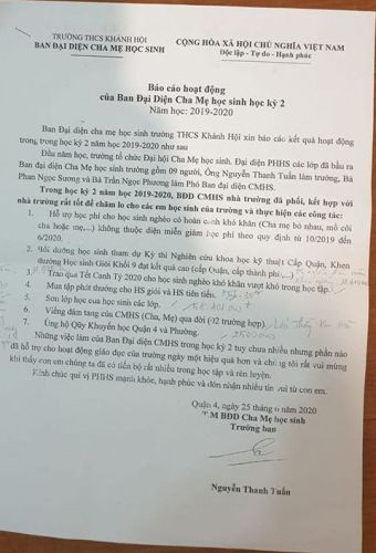 Báo cáo thu chi quỹ ban đại diện cha mẹ học sinh trường (ảnh: P.L) Báo cáo thu chi quỹ ban đại diện cha mẹ học sinh trường (ảnh: P.L)