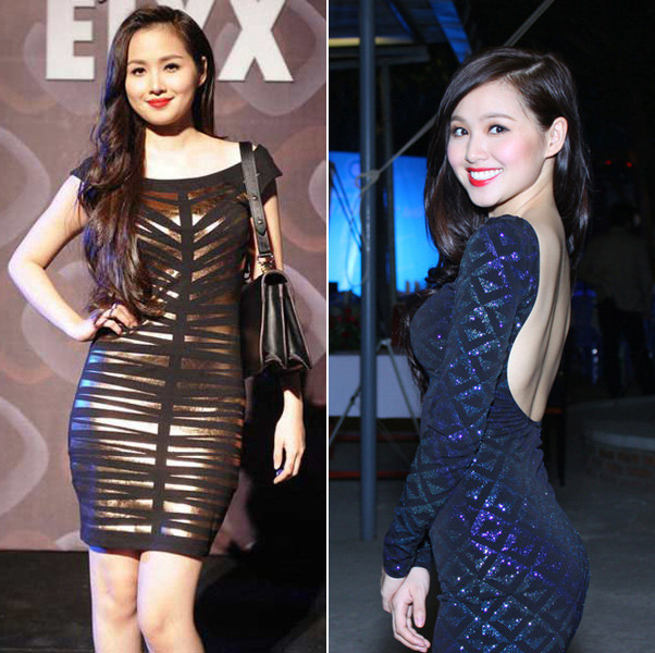 Tâm Tít - váy bó nữ tính Dần muốn thoát khỏi danh xưng hotgirl, Tâm Tít gần đây đã bắt đầu biết chăm chút hơn cho bản thân, thay vì chỉ quanh quẩn ở những trang phục đơn giản khá casual như trước. Cô nàng chăm chỉ diện những bộ váy bó gợi cảm tôn đường cong nhưng không quá táo bạo rất hợp với tính cách của mình. Tủ đồ của Tâm Tít rất nhiều mẫu váy ôm sát họa họa tiết chìm hoặc ánh kim đơn giản mà sang trọng.