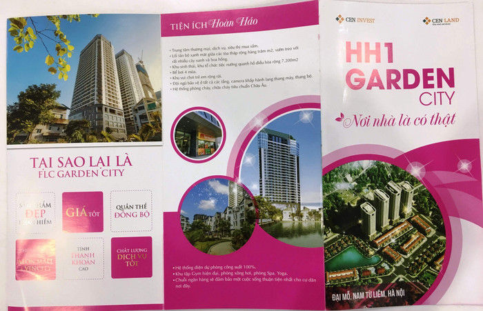 Tờ rơi dùng để quảng cáo riêng về tòa nhà HH1 chưa được cấp phép. Ảnh: V.P. Tờ rơi dùng để quảng cáo riêng về tòa nhà HH1 chưa được cấp phép. Ảnh: V.P.
