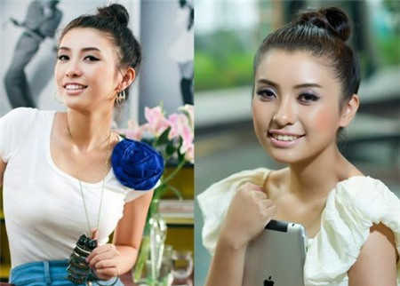 Tóc búi cao ôm sát không hợp mốt và để lộ khuyết điểm trán thấp